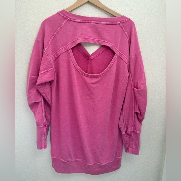 Anthropologie Daily Practice Long Sleeve Batwing Sweatshirt Dress Pink Medium - Picture 6 of 10